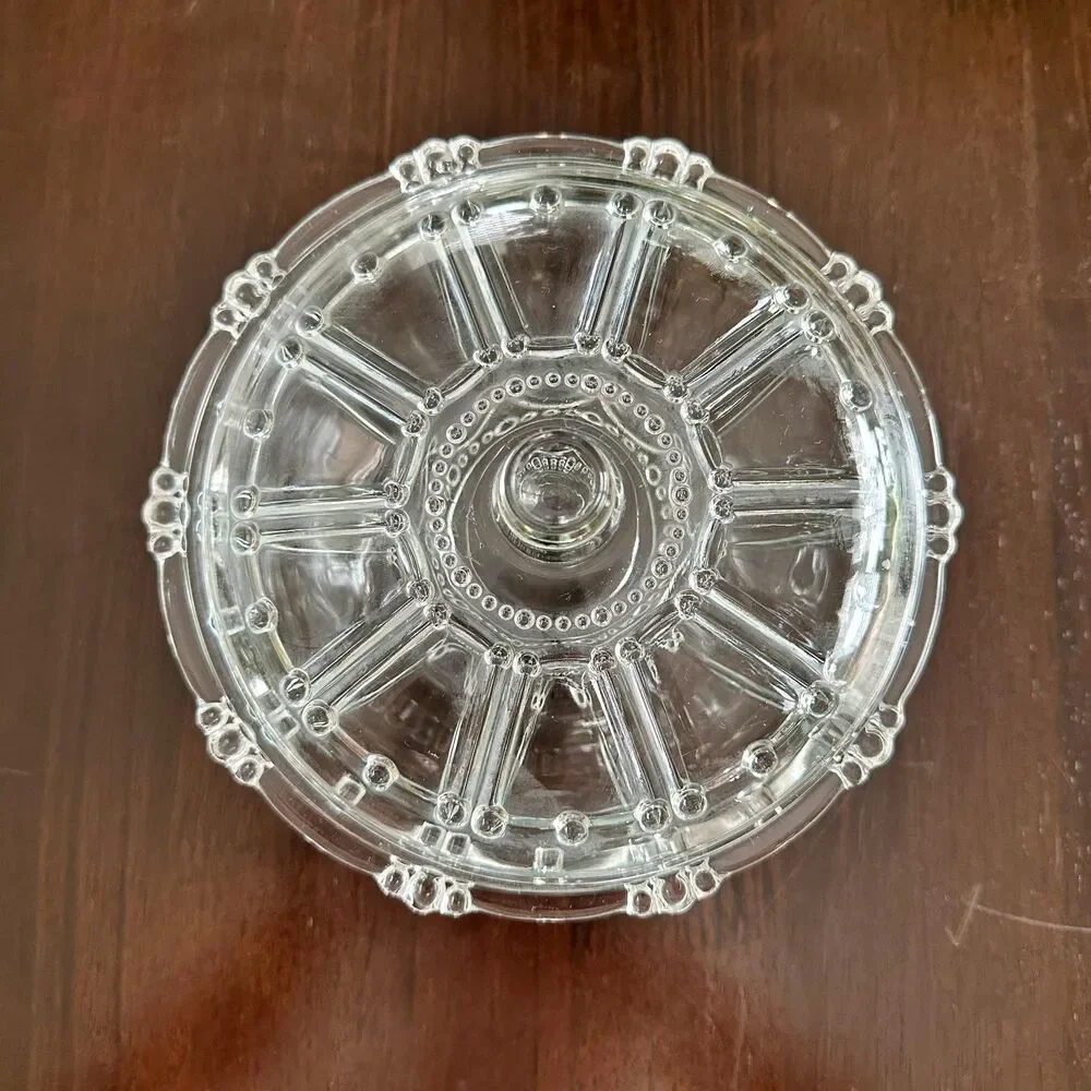Vintage KIG Indonesia Crystal Candy Dish w/ Lid Oyster & Pearl Design